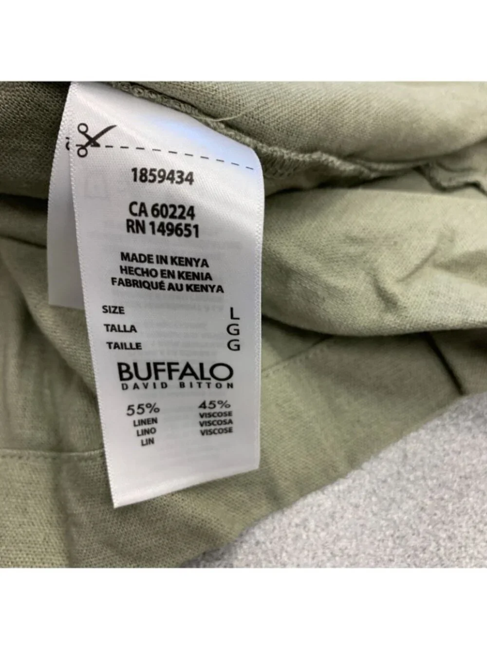 Buffalo David Bitton Women's L Green Button-Up Shirt Linen Blend M1085